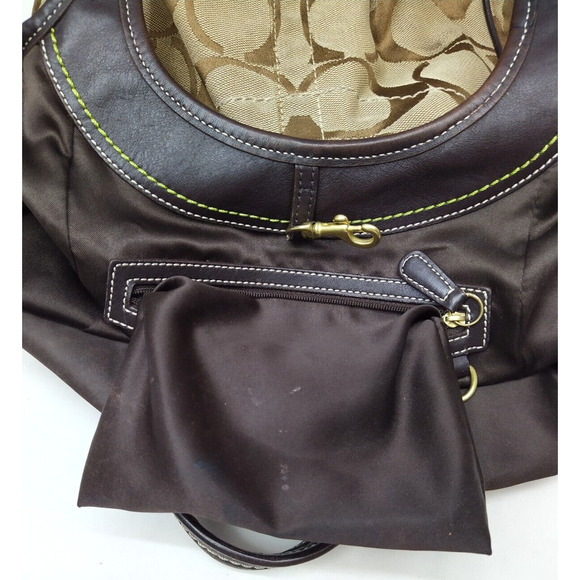 Coach Chelsea Signature Brown Canvas Leather Trim Double Handles Shoulder Bag - Picture 14 of 16